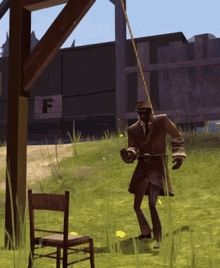 Spy doing a backflip into hanging himself.
(GMOD ANIMATION)
