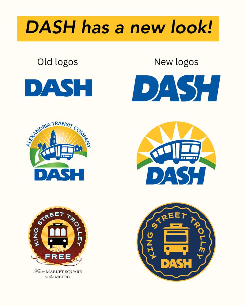 A graphic that shows the old DASH logos next to the new ones.