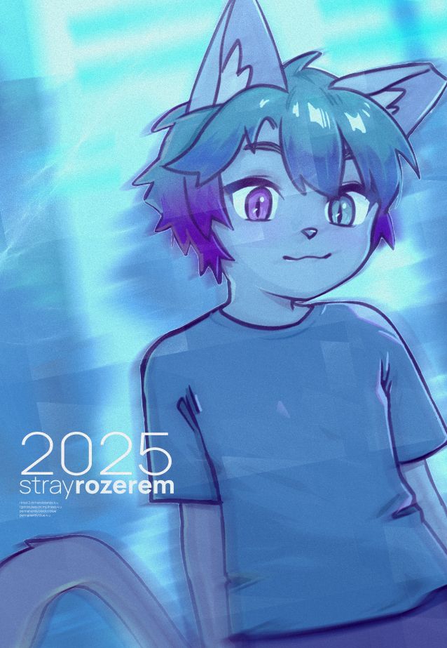 just a processed edit of a coloured sketch of my sona, in a blue hazy vibe