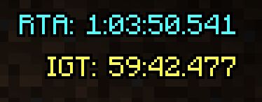 Minecraft Speedrun Timer, it shows RTA: 1h 03 min and IGN: 59min 42 sec
