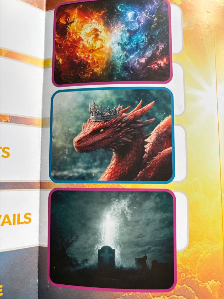 Images from inside the flyer featuring a pretty epic Pride cloud, All Hail our new dragon overlord, and a wicked illustration of what looks like a skeleton emerging from a grave. Metal AF. 
