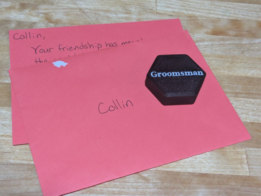Back of the Ladybug Hive piece that says 'Groomsman'