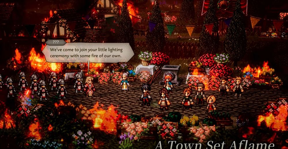 Octopath Traveller 0 screenshot, the amateur post-processing effects make the game look terrible