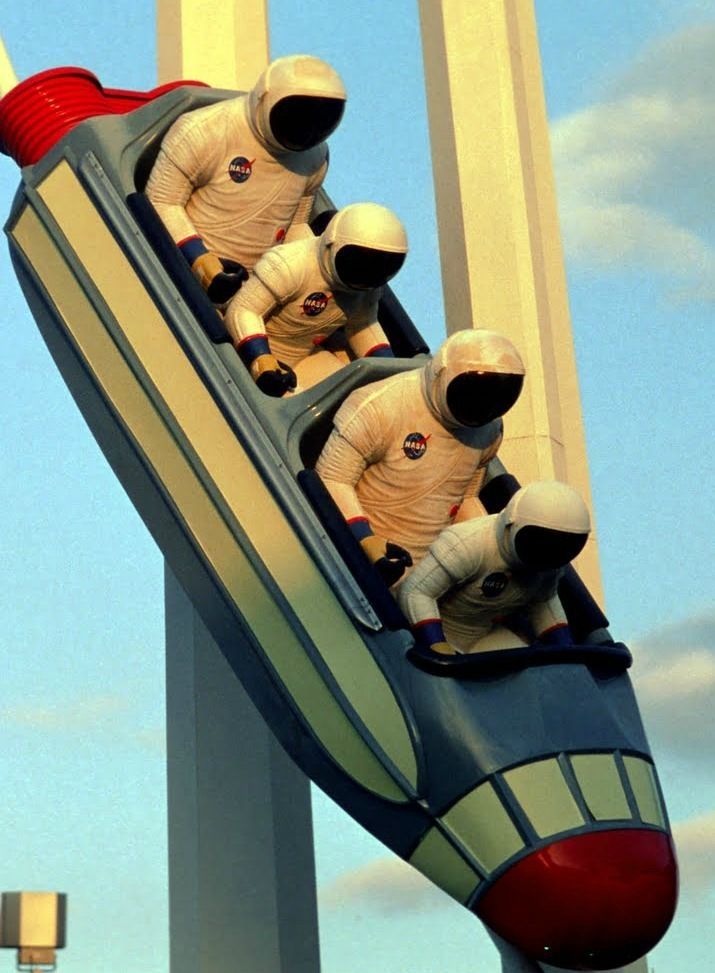 For astronauts in a Space Mountain car from the '70s in Tomorrowland at MK 