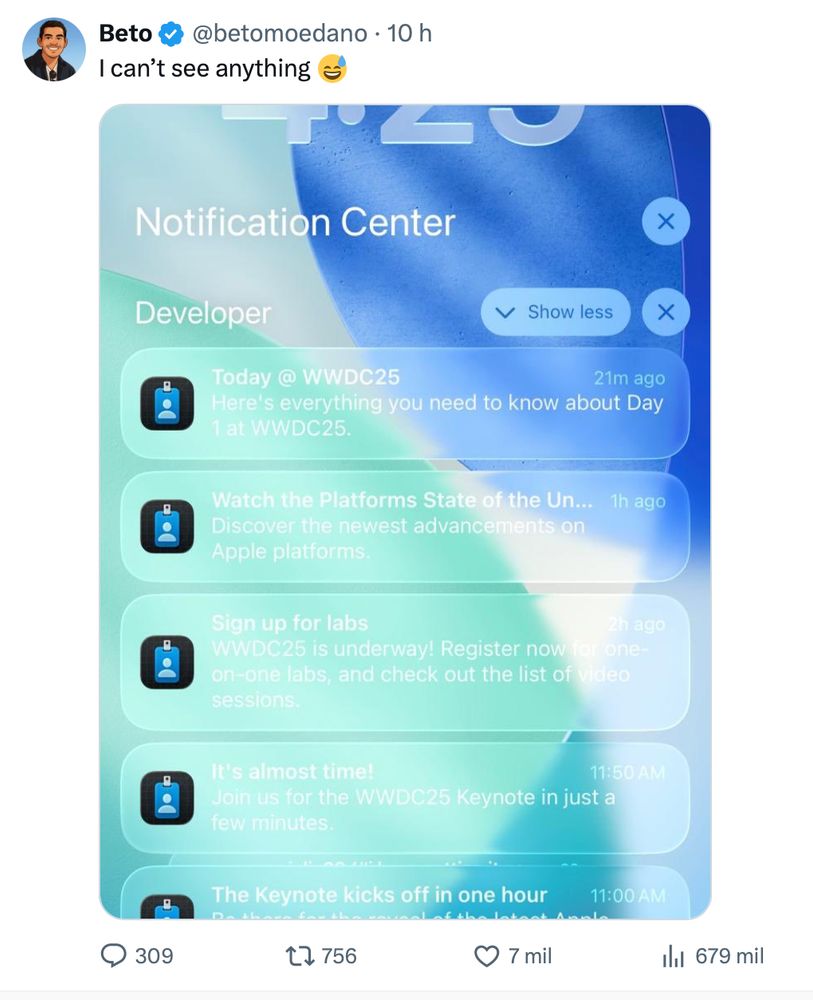 Screenshot of the new Apple design language