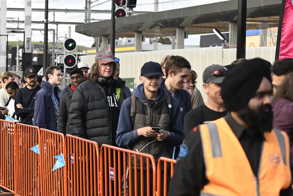 People standing in a queue