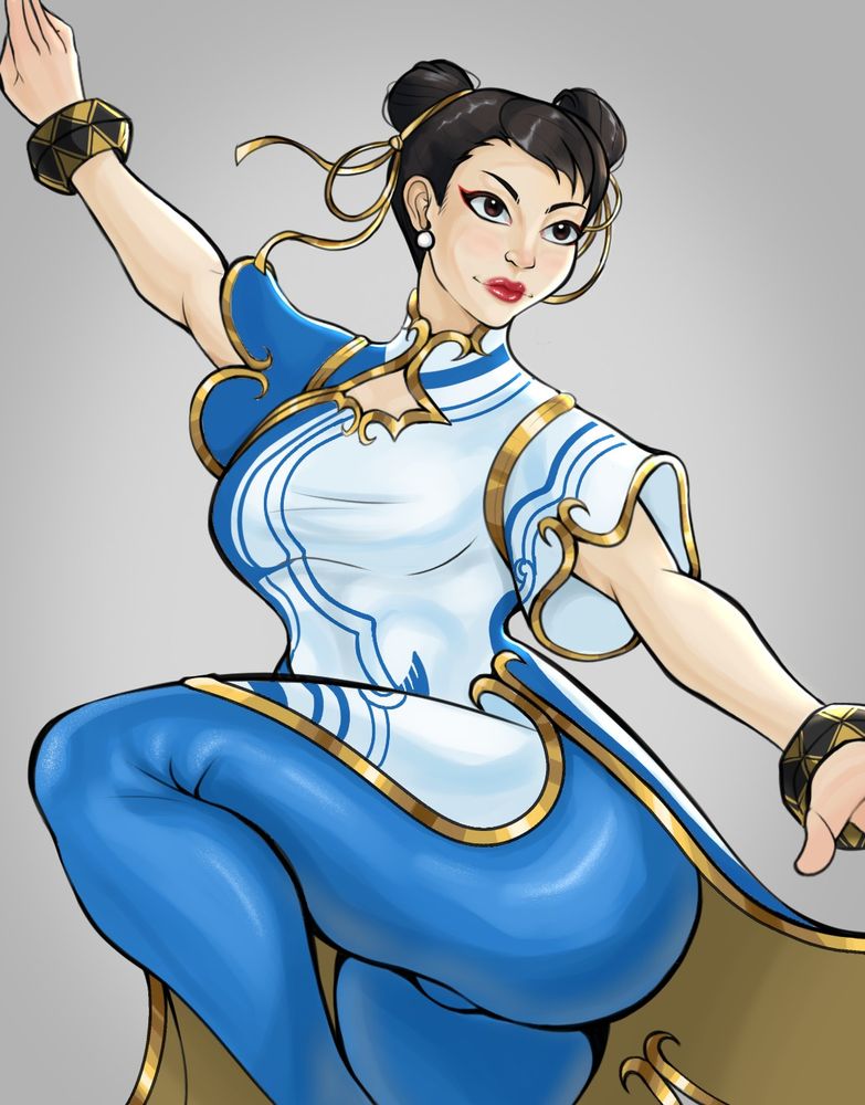 The Street Fighter character Chun-Li in her Street Fighter 6 outfit 