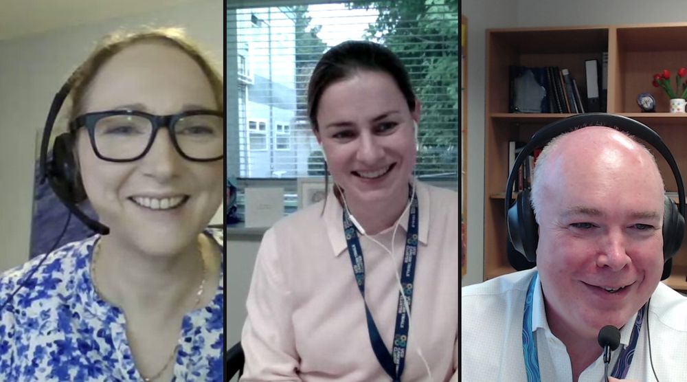 3 people on a webinar or zoom call. 