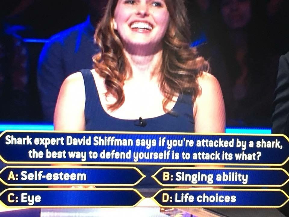 Screenshot of who wants to be a millionaire question featuring me 