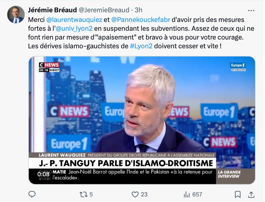 Tweet de Jérémie Breaud.