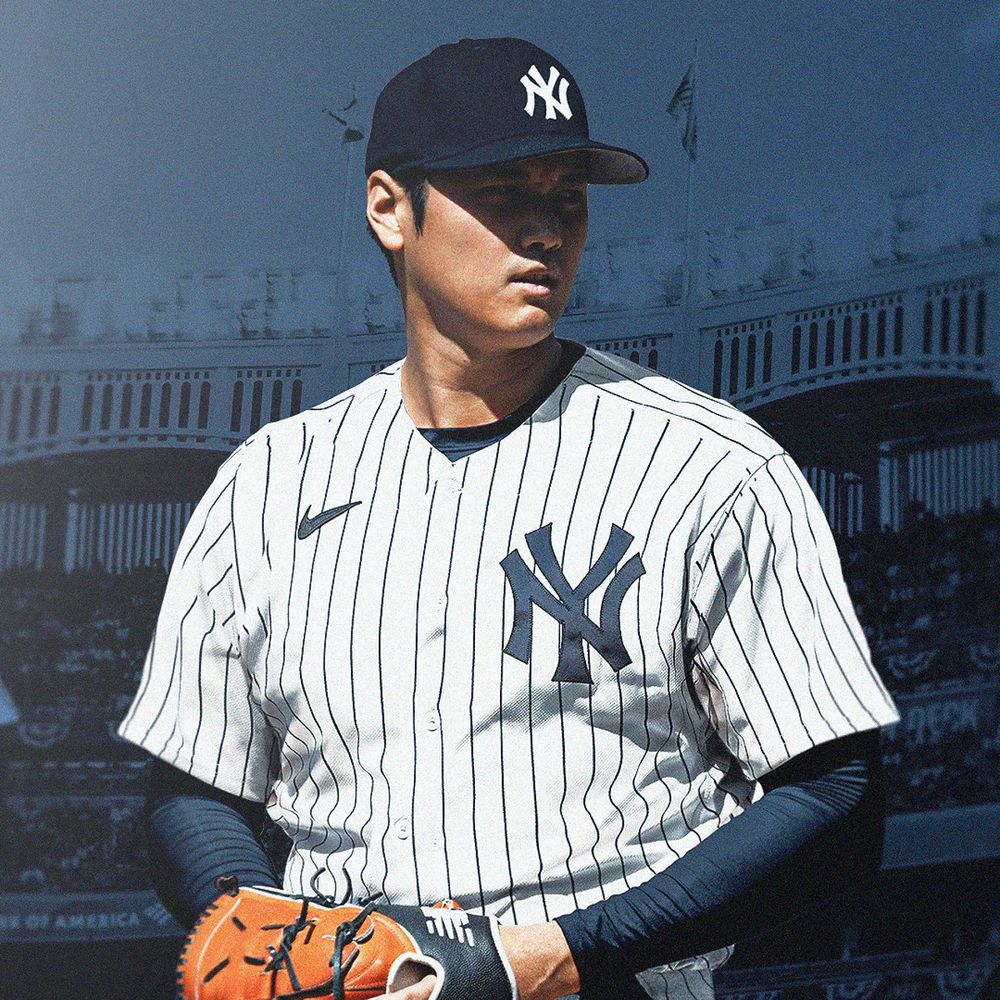 Ohtani in a Yankee uniform