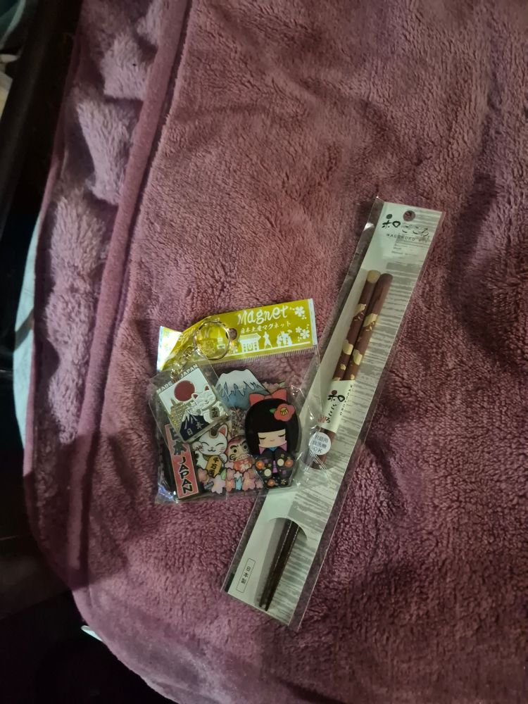 Chopsticks and little key chain and fridge magnets