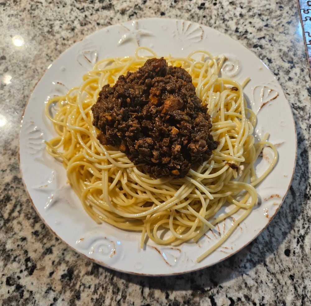Lentil Bolonese on a plate