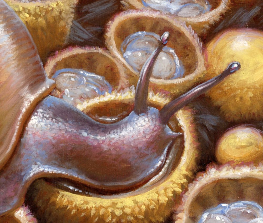 Closeup showing brush strokes
