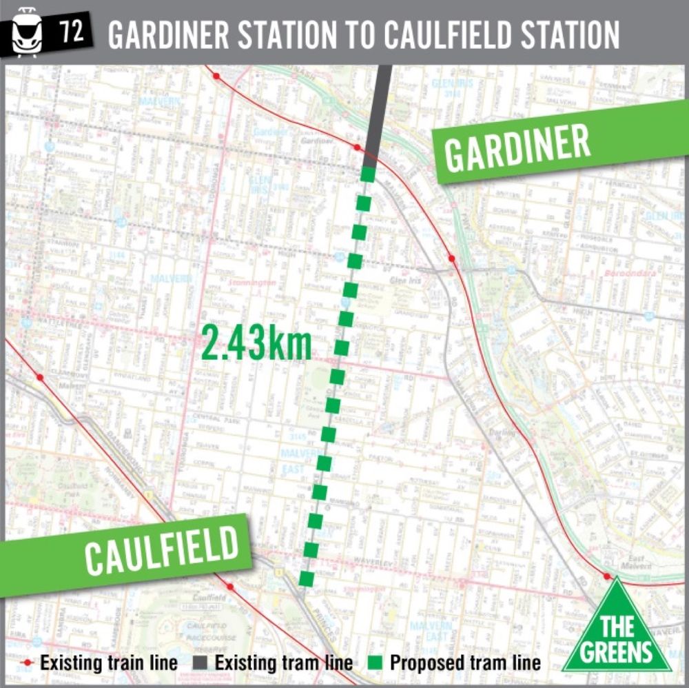 72 Gardiner Station to Caulfield Station