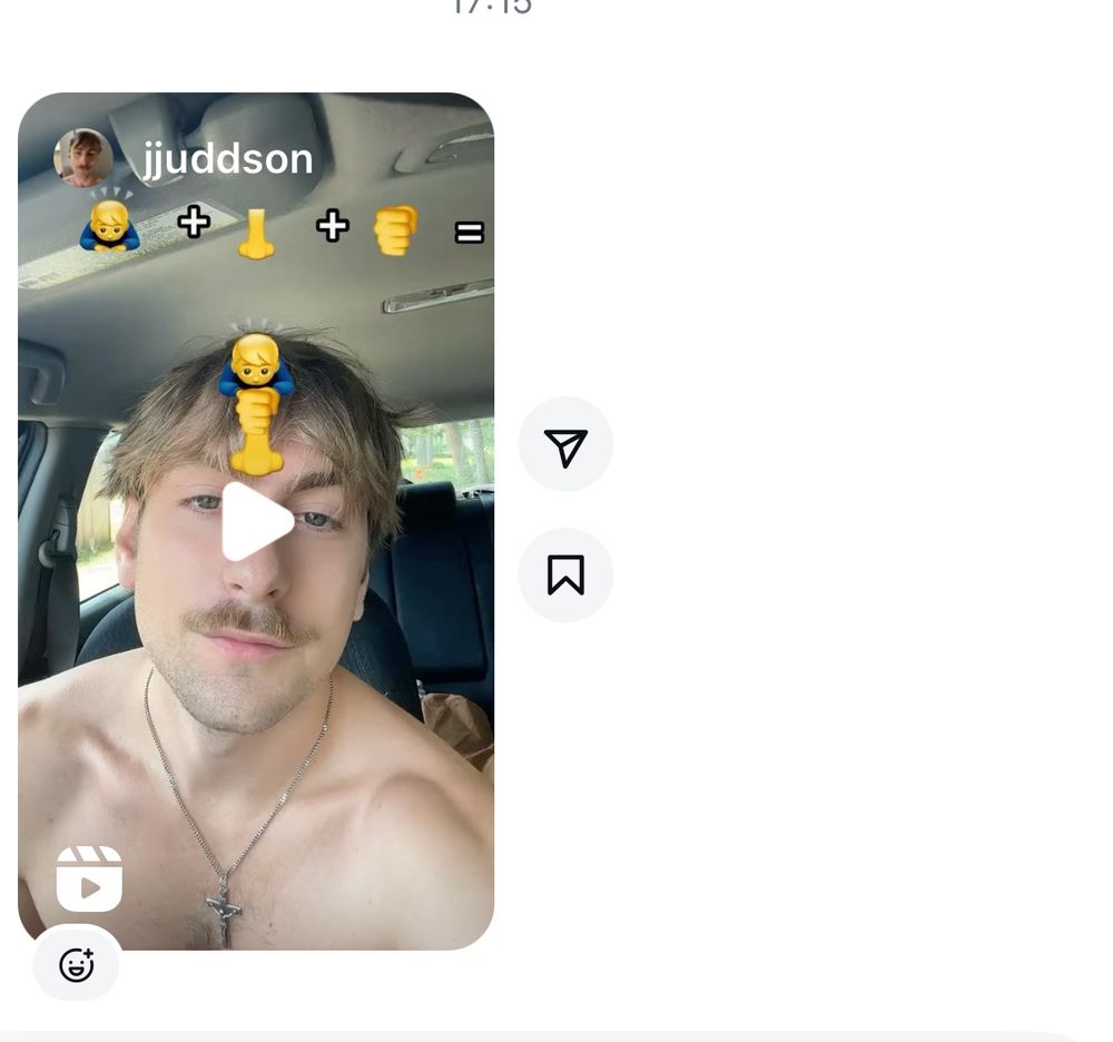 Reel thumbnail of an emoji combination that layers bowing man, the nose, and the fist to look like a man holding a penis