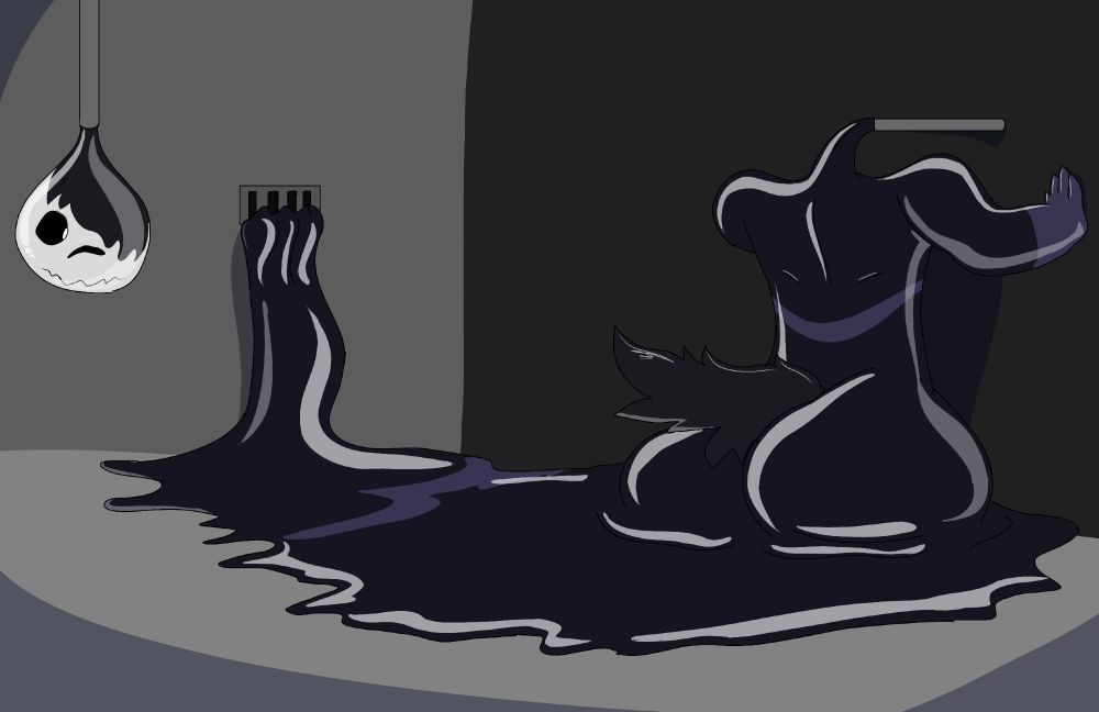 Doing a filtration right? Well did planned well for test yourself there, getting sucked by a pipes and head is a blob, heh his butt is ooze omg