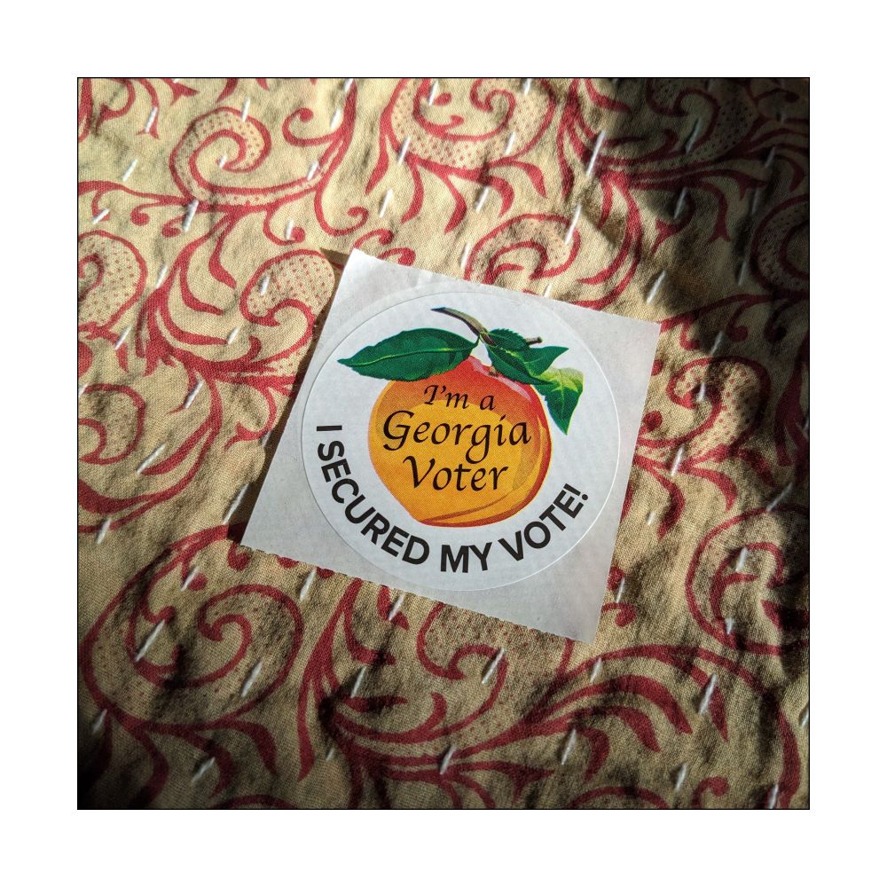 Sticker says: I'm a Georgia Voter and I secured my vote.