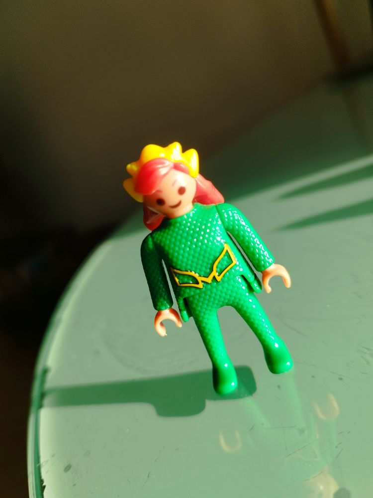 Figurine Kinder/Playmobil du personnage d'Amber Heard dans Aquaman désolé j'ai plus son nom je confonds les femmes

Elle est rousse avec une couronne jaune et une tenue verte avec une texture de type écailles 