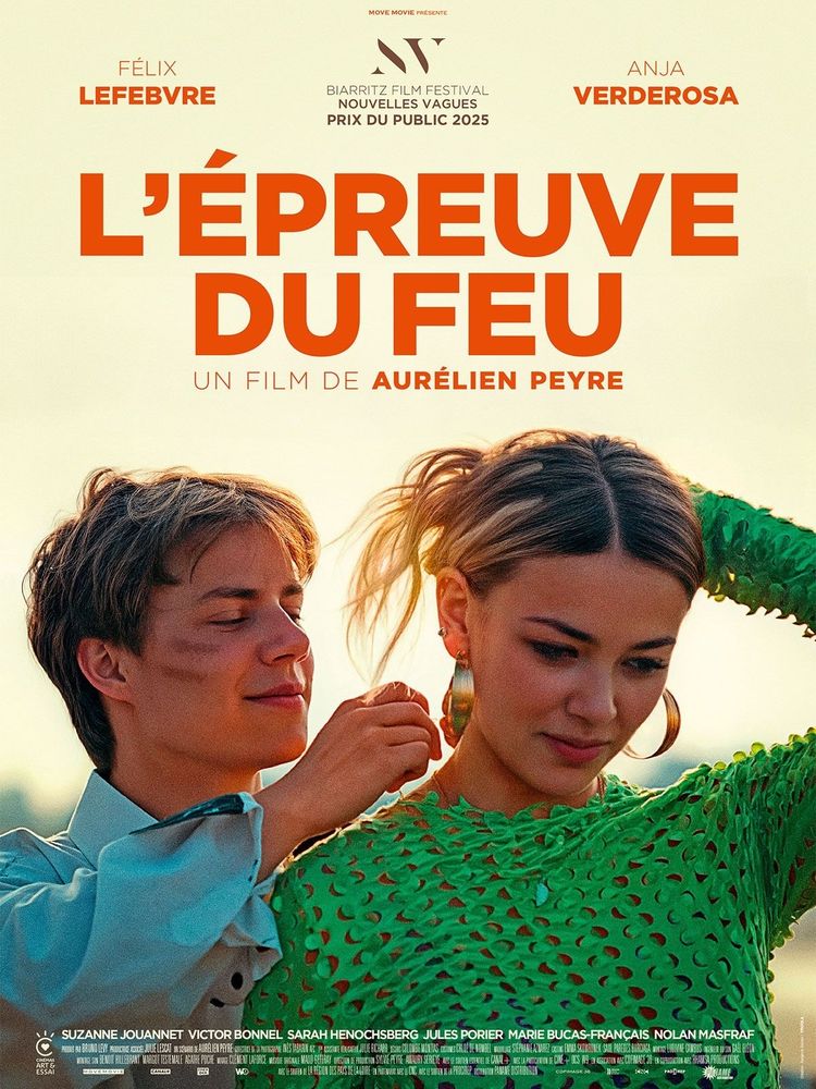 Affiche du film "L'épreuve du feu", réalisé par Aurélien Peyre, avec Félix Lefebvre et Anja Verderosa dans les rôles principaux