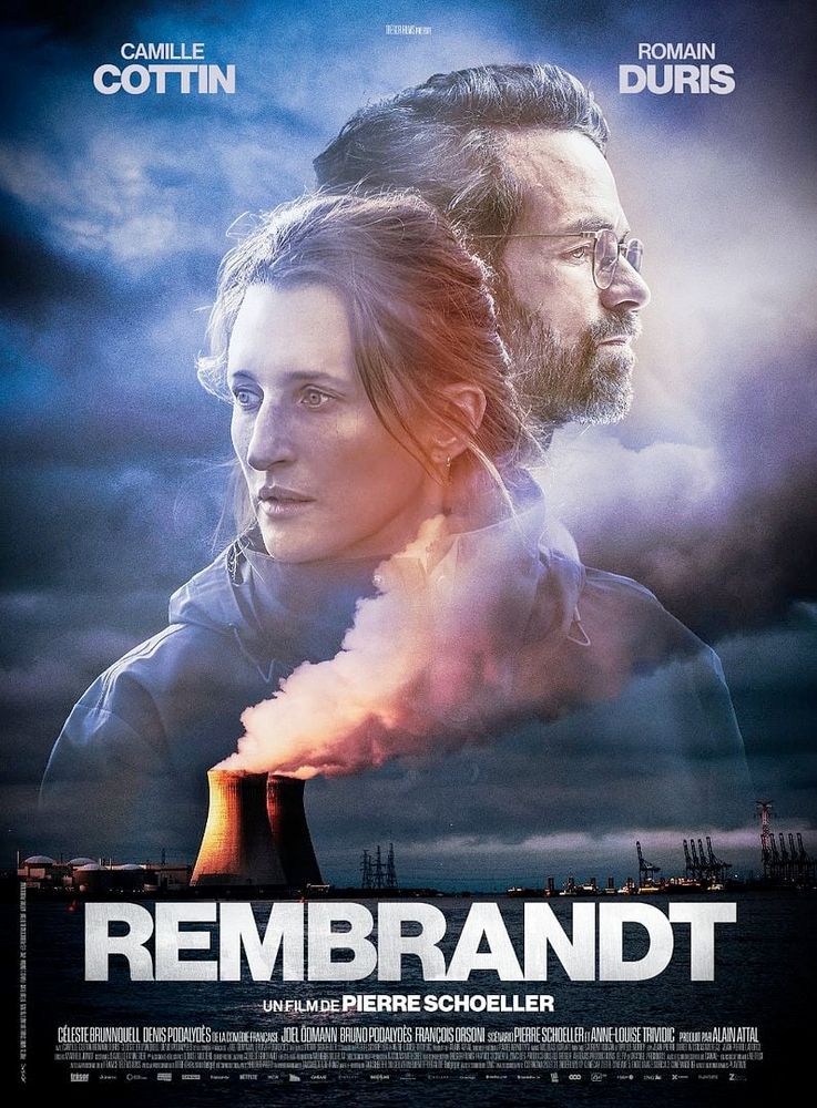 Affiche du prochain film de Pierre Schoeller, Rembrandt. Romain Duris est en arrière plan et porte des lunettes