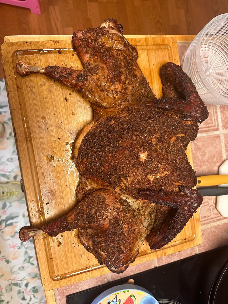 A cooked whole turkey