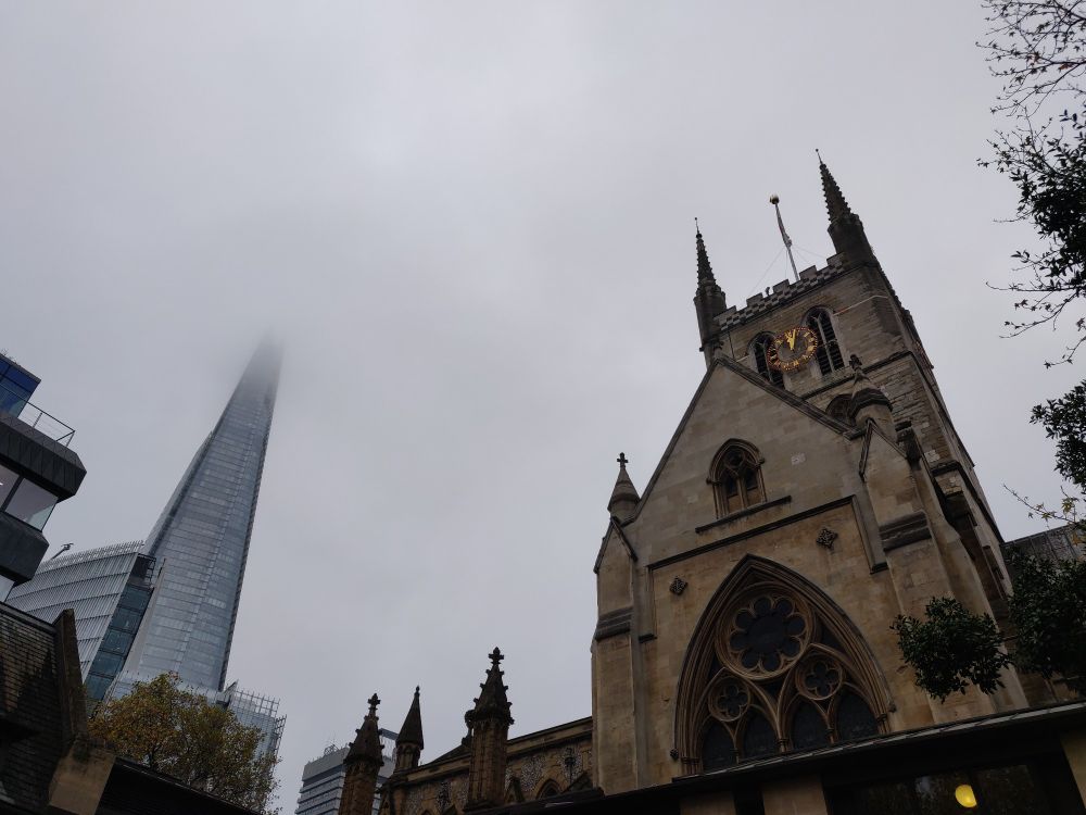 Southwark cathedral with the Shard beside it