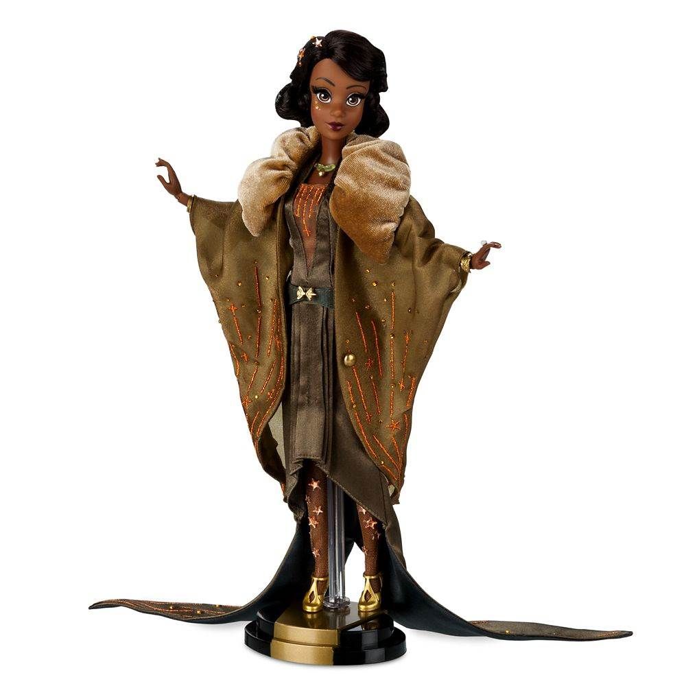 a Disney Tiana doll in 1920s high fashion