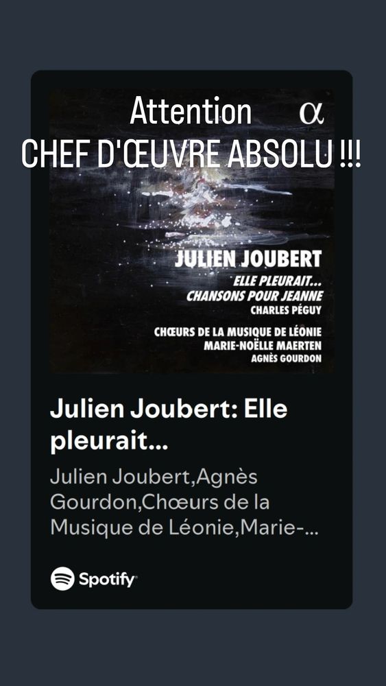 Partage de la couverture du nouvel album paru du compositeur Julien Joubert :
"Elle pleurait"
Un stabat mater exceptionnel.