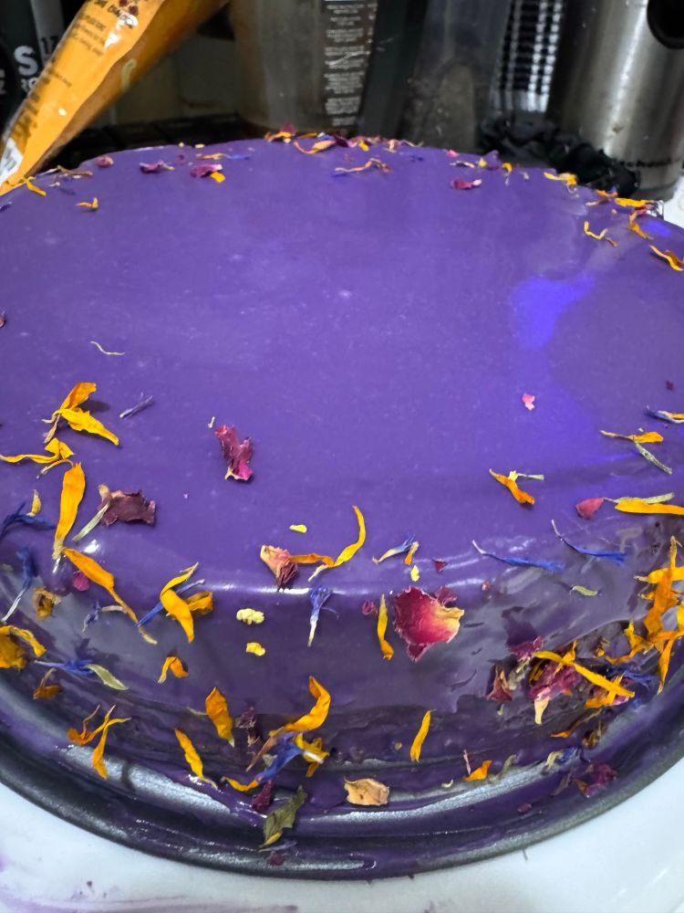 Ube cheesecake w white chocolate Ube ganache 