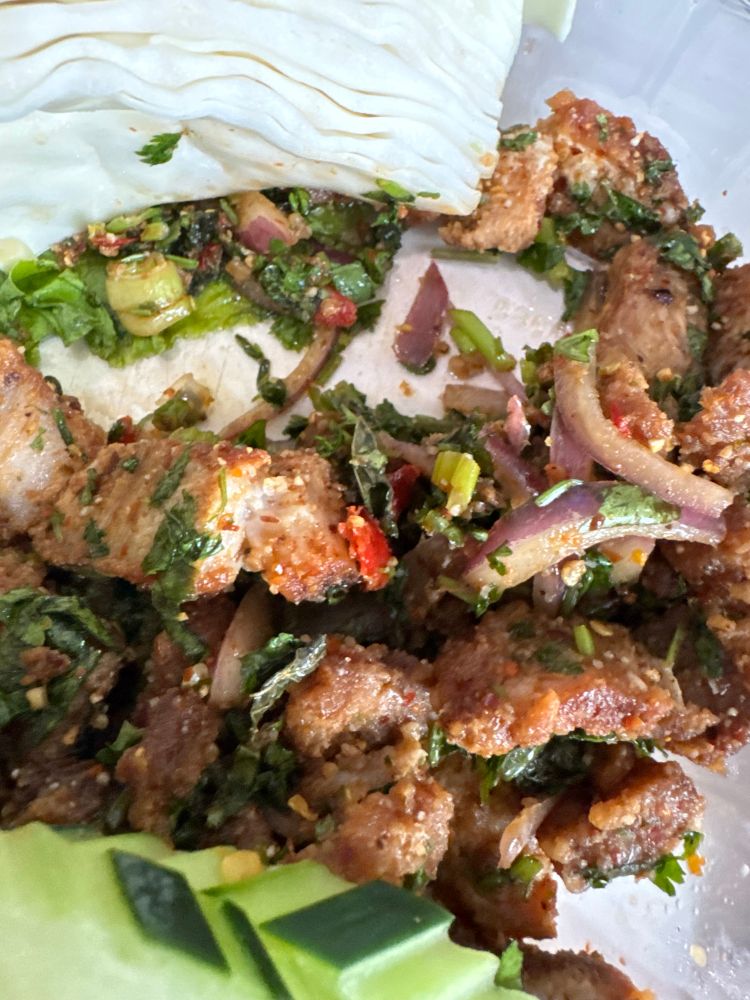 Pork belly larb