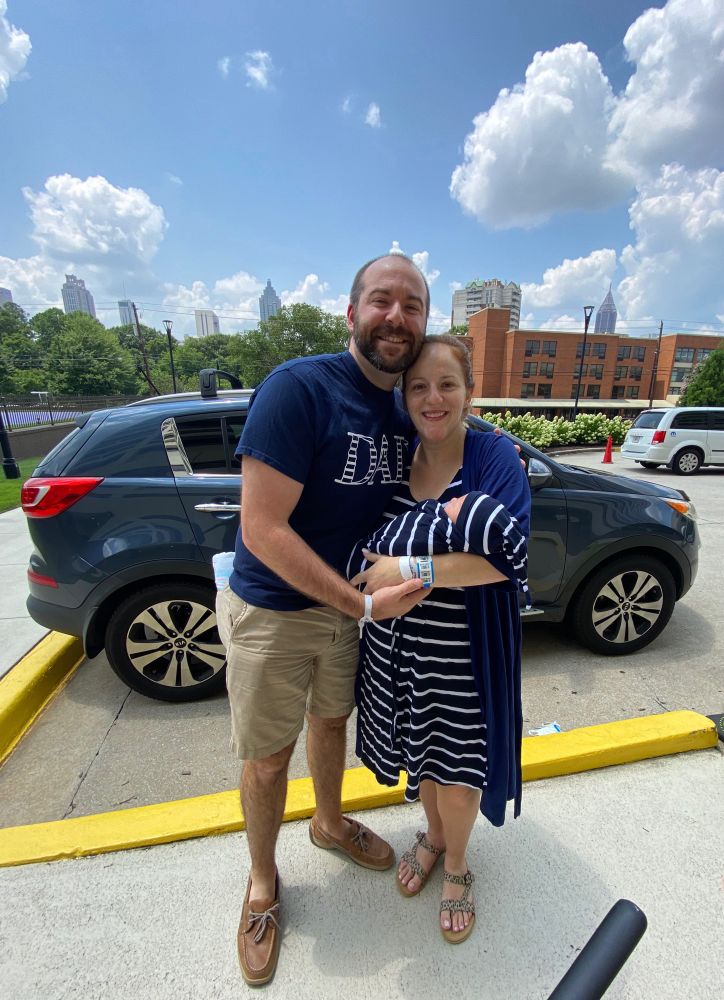 Family with new baby