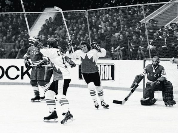 Image of 1972 Summit Series hockey game between Canada and the former Soviet Union.