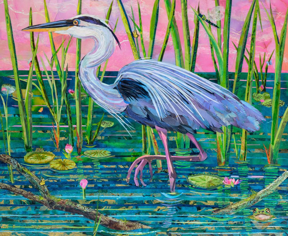 Please come downtown and see the new Outpost Gallery, 24 N Lexington Ave, Asheville  representing displaced artists and the River Arts District. Gorgeous space and so much talent! Sponsored by The Radical Hotel, Asheville. Above, my latest paper and silk collage.