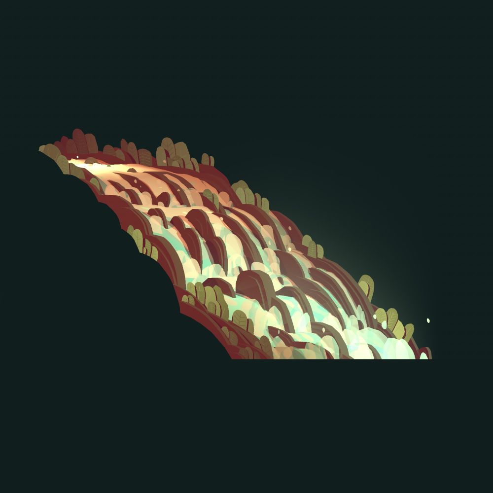 3D rendering of a waterfall