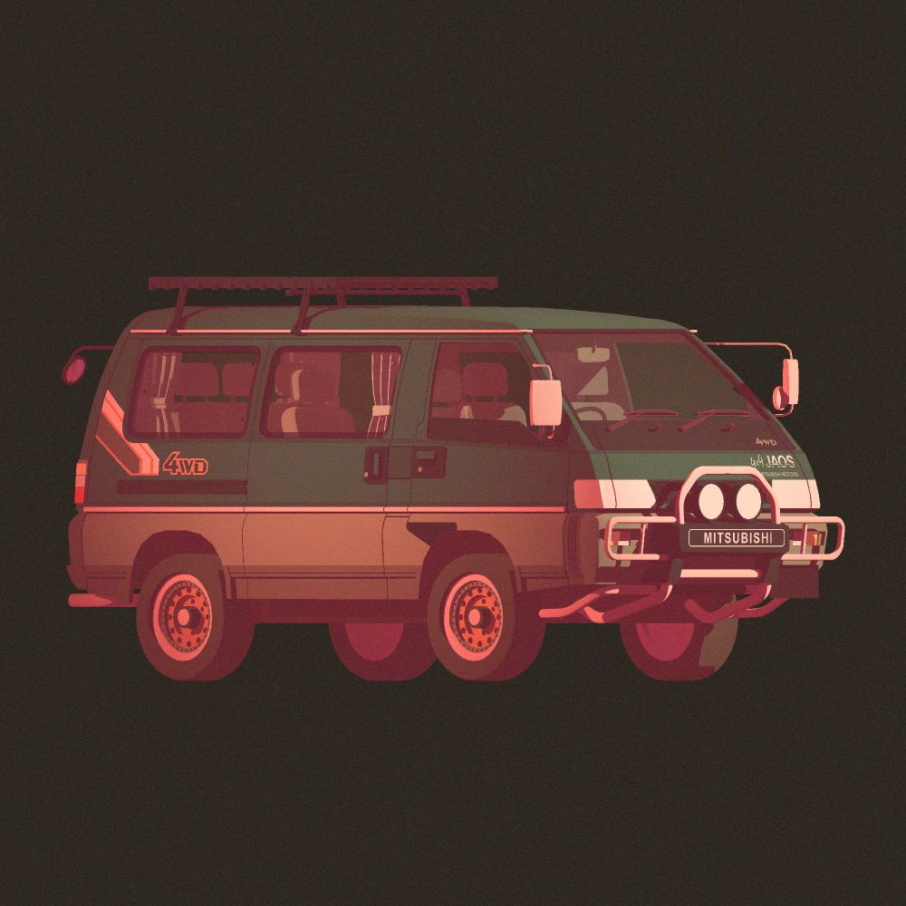 3D rendering of a 1993 Mitsubishi Delica
