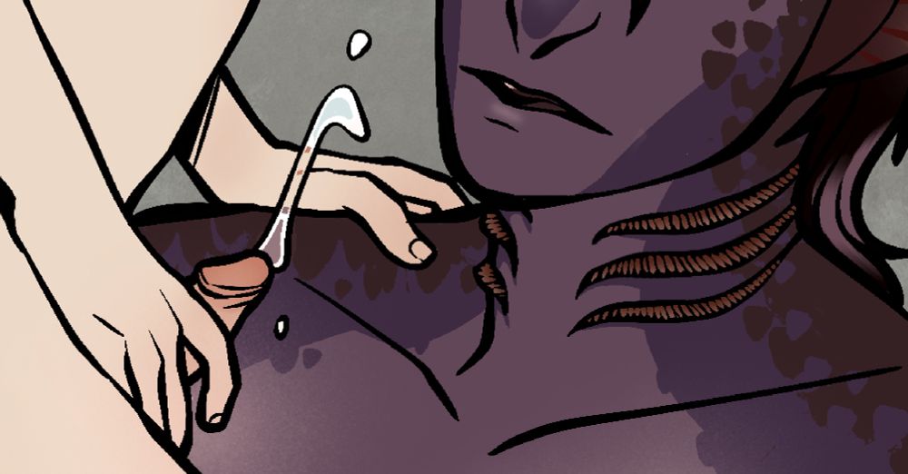 Close up of Elias’s dick and the Siren’s gills~