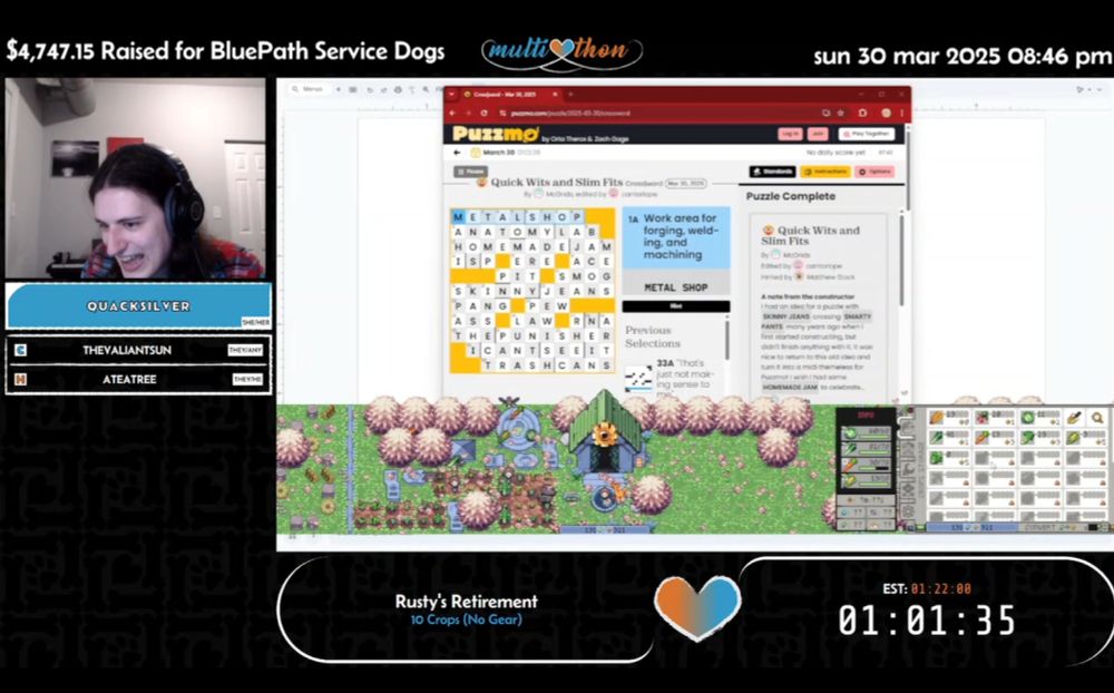 Puzzmo Crossword May 30th: 1A. Metalshop 1D. Mahi 2. Enos 3. Tamp 4. Ate 5. Lo Mein 6. SmartyPants 7. Hyde 8. Ole 9. Pajama 10A. AnatomyLab 11. Bacon 12A. HomemadeJam 13. Megs 14. ISP 15. Ere 16. Ace 17. Pit 18. Smog 19A. SkinnyJeans 19D. Spat 20. Kashi 21. Insect 22. Jewish 23. Pang 24. Pew 25. Ass 26A. Law 26D. Luna 27A. RNA 27D. Rhea 28. Nein 29. Arts 30. ThePunisher 31. Par 32. Sec 33. Icantseeit 34. TrashCAns 