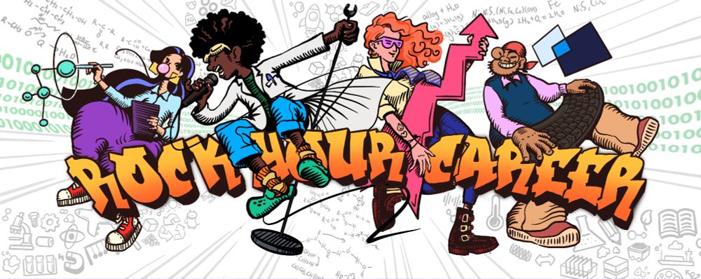 Image shows diverse students with different backgrounds interested in getting informed about their career opportunities. Writing says "Rock your Career".
