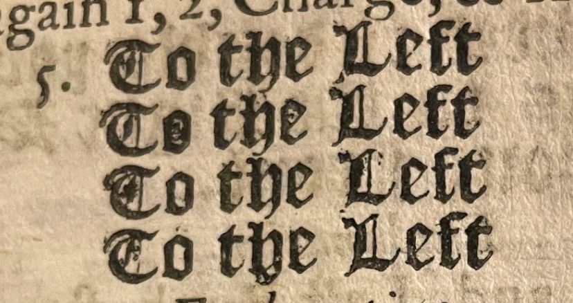 Blackletter printed text:
To the Left
To the Left
To the Left
To the Left