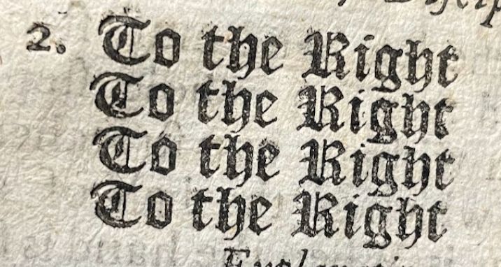 Blackletter printed text:
To the Right
To the Right
To the Right
To the Right