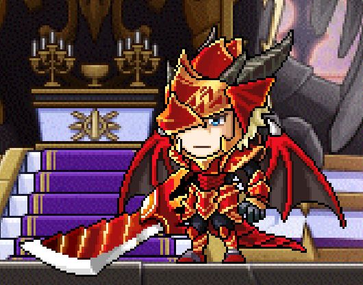 A colored-in version of the "Former Kaiser" NPC in MapleStory, colored in pixel-by-pixel by AxeChris.
