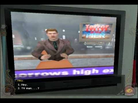 The newscaster from vampire:the masquerade: bloodlines, voiced by Brian Mitsoda.  Apparently it's kinda musty inside the TV 


I've heard there's a couple items if you noclip into his studio from a haven