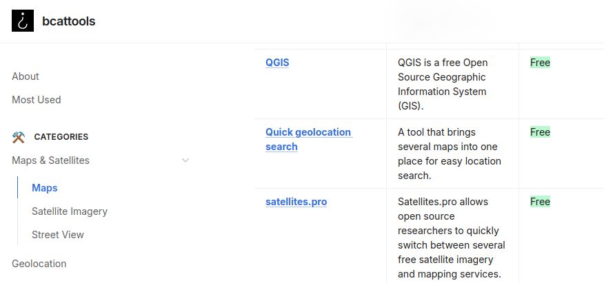 QGIS on the list of bellingcat open source tools for maps 
