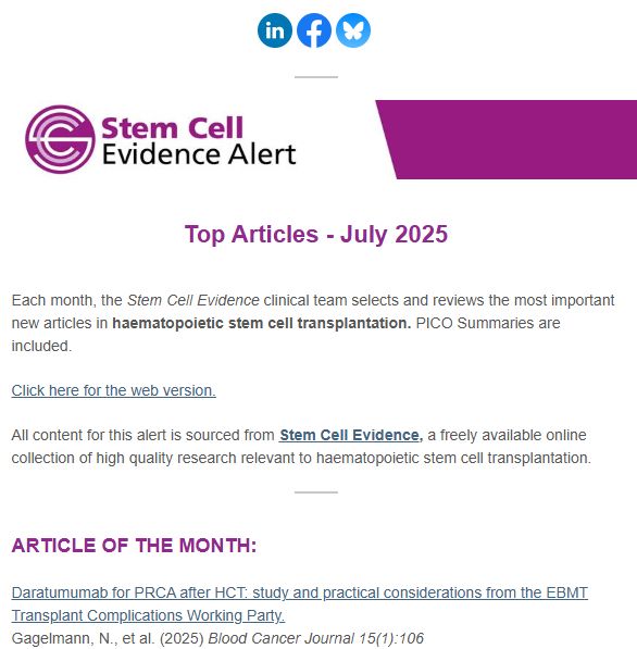 Image showing an extract of the Stem Cell Evidence Alert