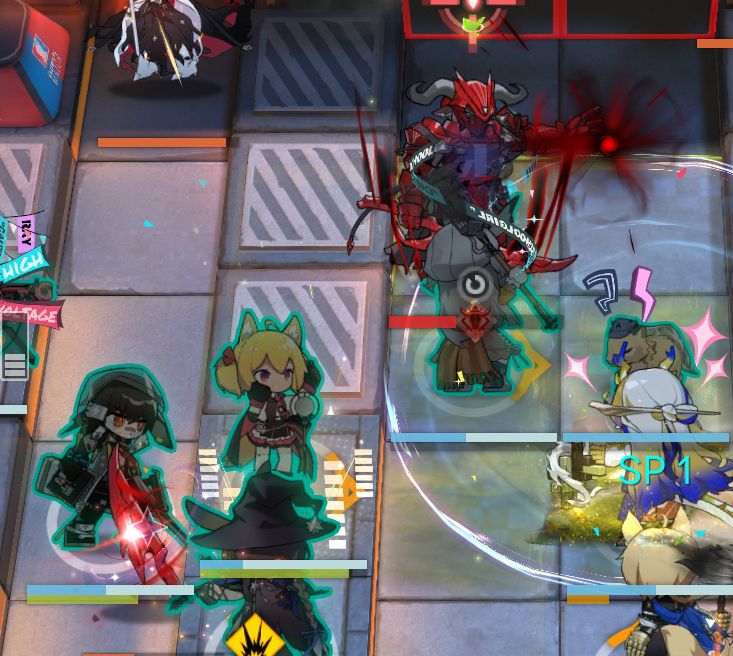 Screenshot of Arknights showing Savage, the GOAT, tanking the boss.