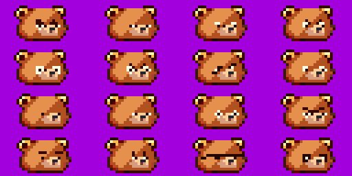 A buncha pixel art bear heads