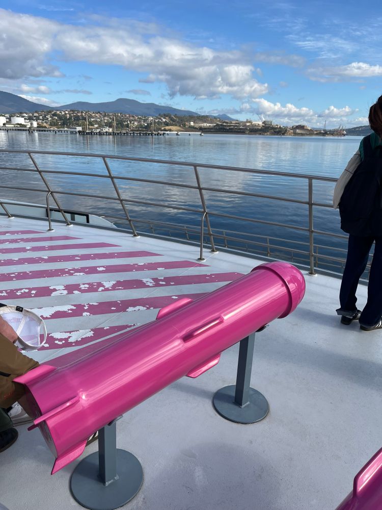 On the deck of the ferry heading to MONA in Hobart