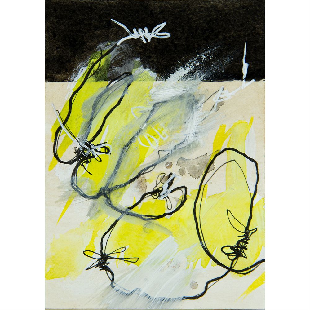 abstraktes Gemälde im ACEO Format 2.5“x3.5“/6,4x8,9 cm, für ca. 15,- Euro zu erwerben.