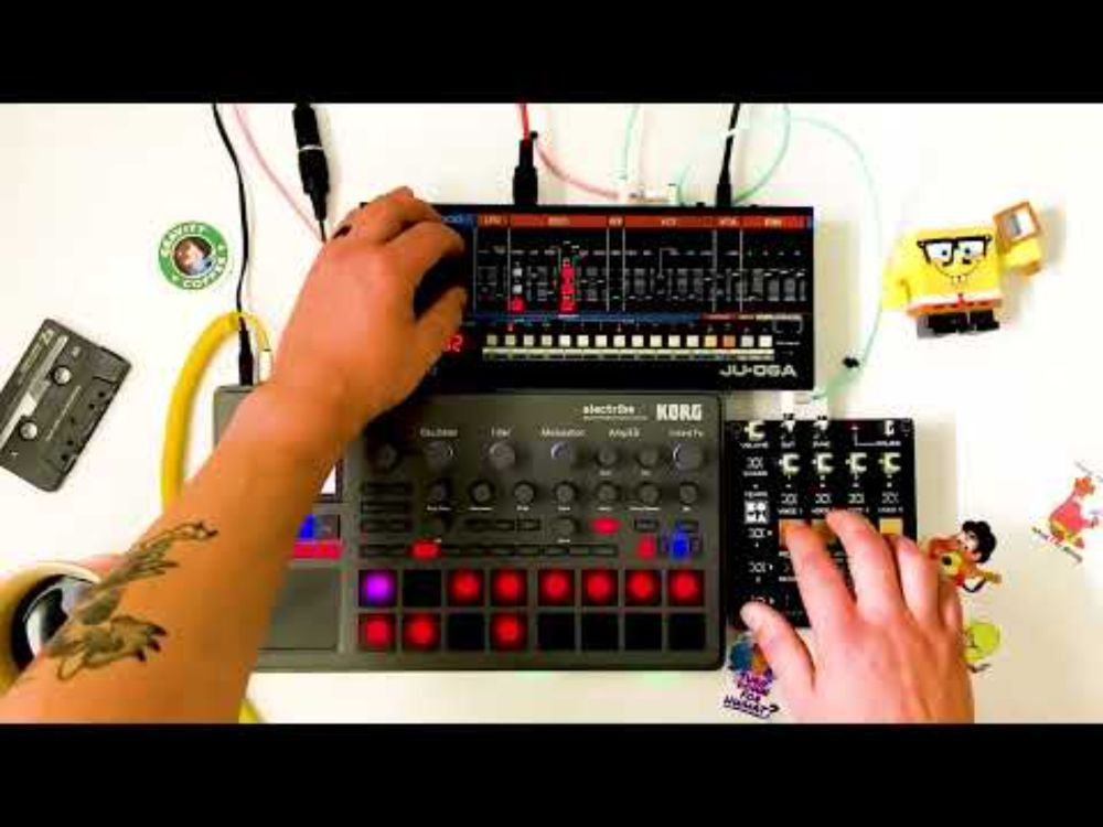 synthwave & dark chill hop beat with Korg Electribe 2, Roland JU-06a, Soma Rumble of Ancient Times